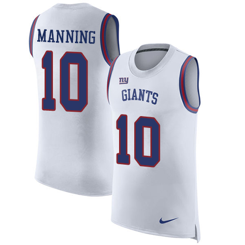 Nike Giants #10 Eli Manning White Men's Stitched NFL Limited Rush Tank Top Jersey - Click Image to Close